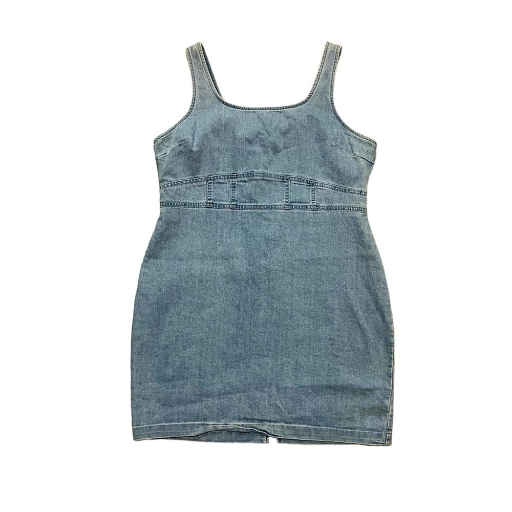 Plus size women’s jean dress short light wash denim dress tank dress mini denim